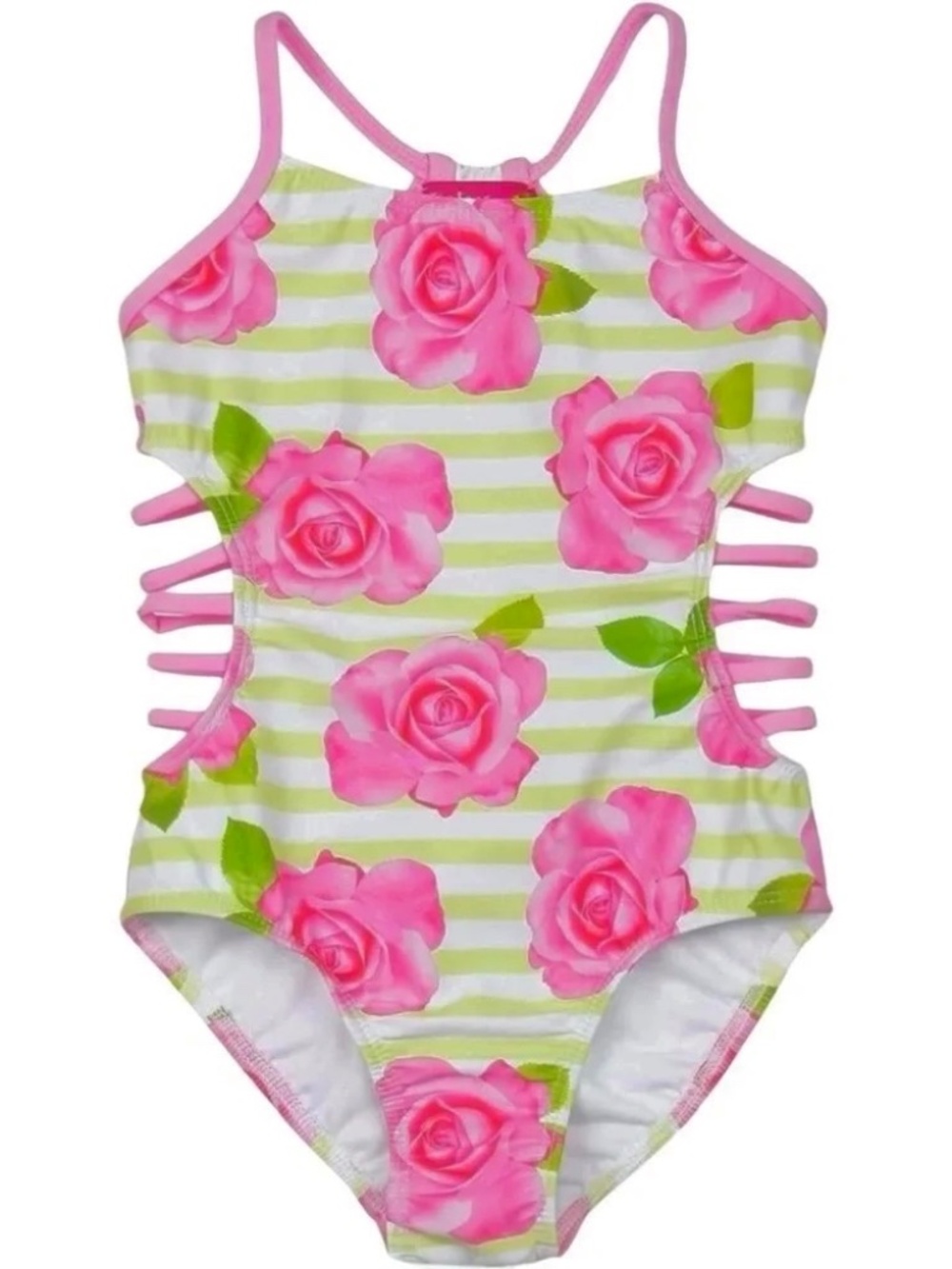 NWT Kate Mack Garden Rose Pink & Green 1pc Swimsuit 4